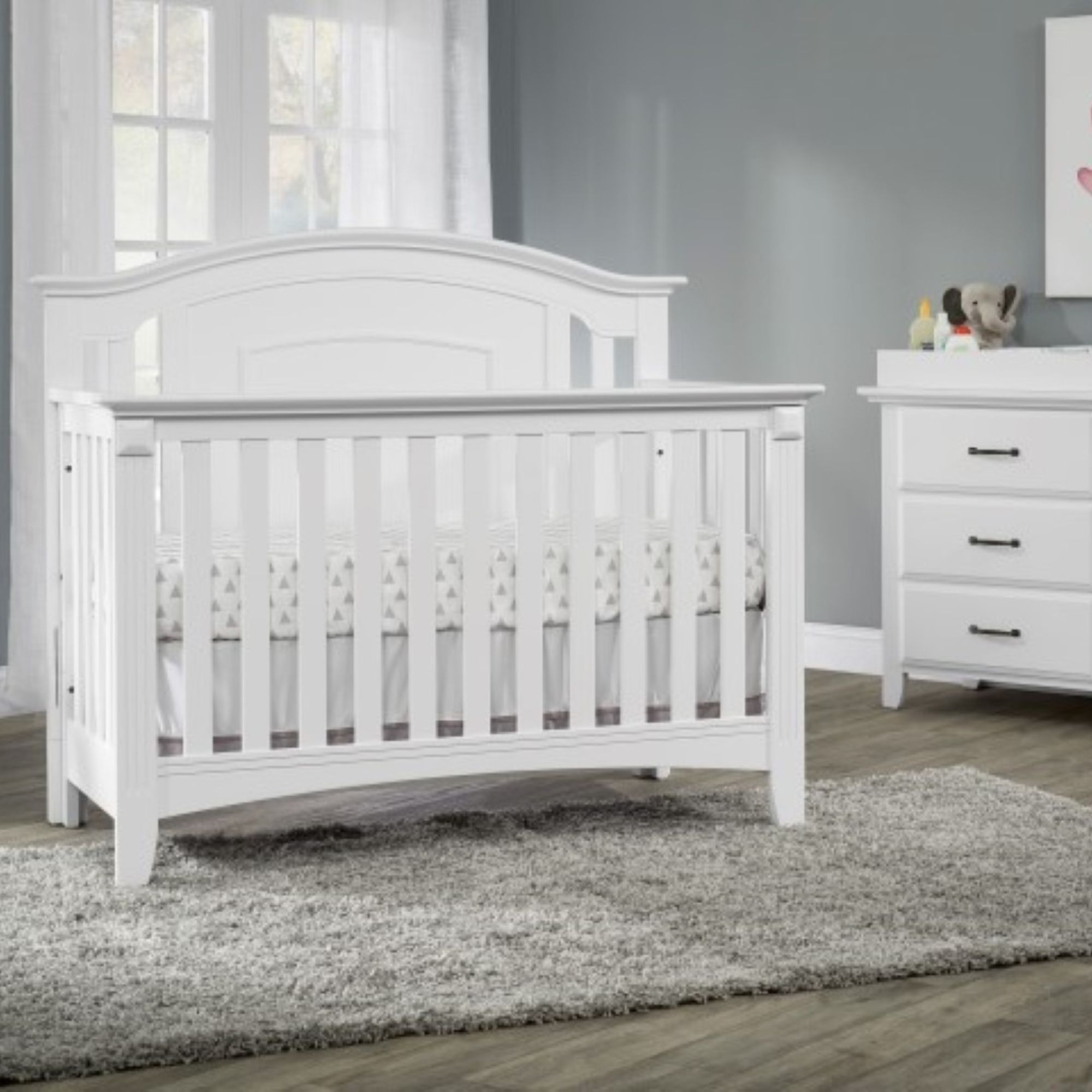 Oxford Baby Willowbrook 4 In 1 Convertible Crib in Graphite Gray Joy