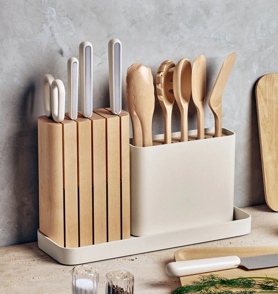 Caraway 17 Piece Knife and Utensil Set in Cream | Joy