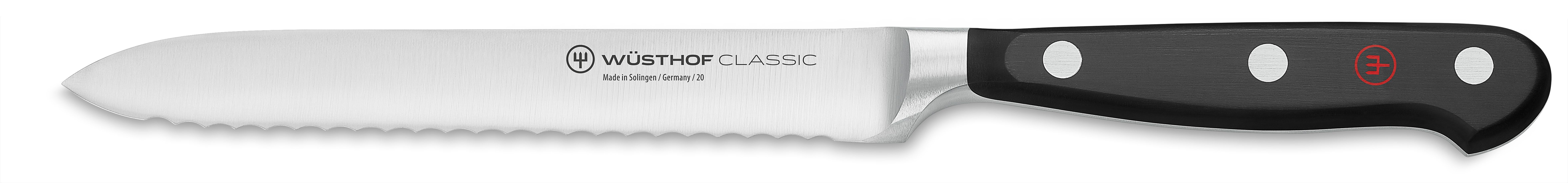 WUSTHOF Classic Serrated Utility Knife, 5" in Black Joy