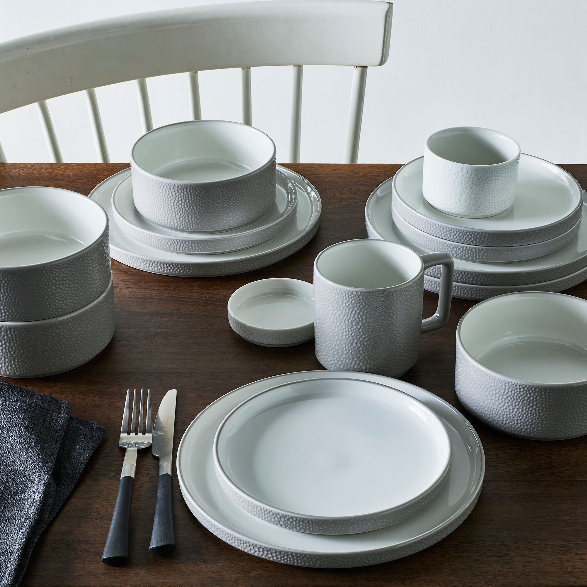 Noritake Colortex Stone 12Piece Dinnerware Set in Grey, Service for 4 Joy
