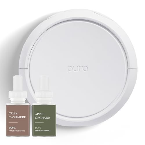 Pura 5 Set, Cozy Cashmere and Apple Orchard | Adjustable Smart Home Fragrance Diffuser, Set Schedules and Timers, LED Light, Holds 2 Scent Refills, Refills Sold Separately
