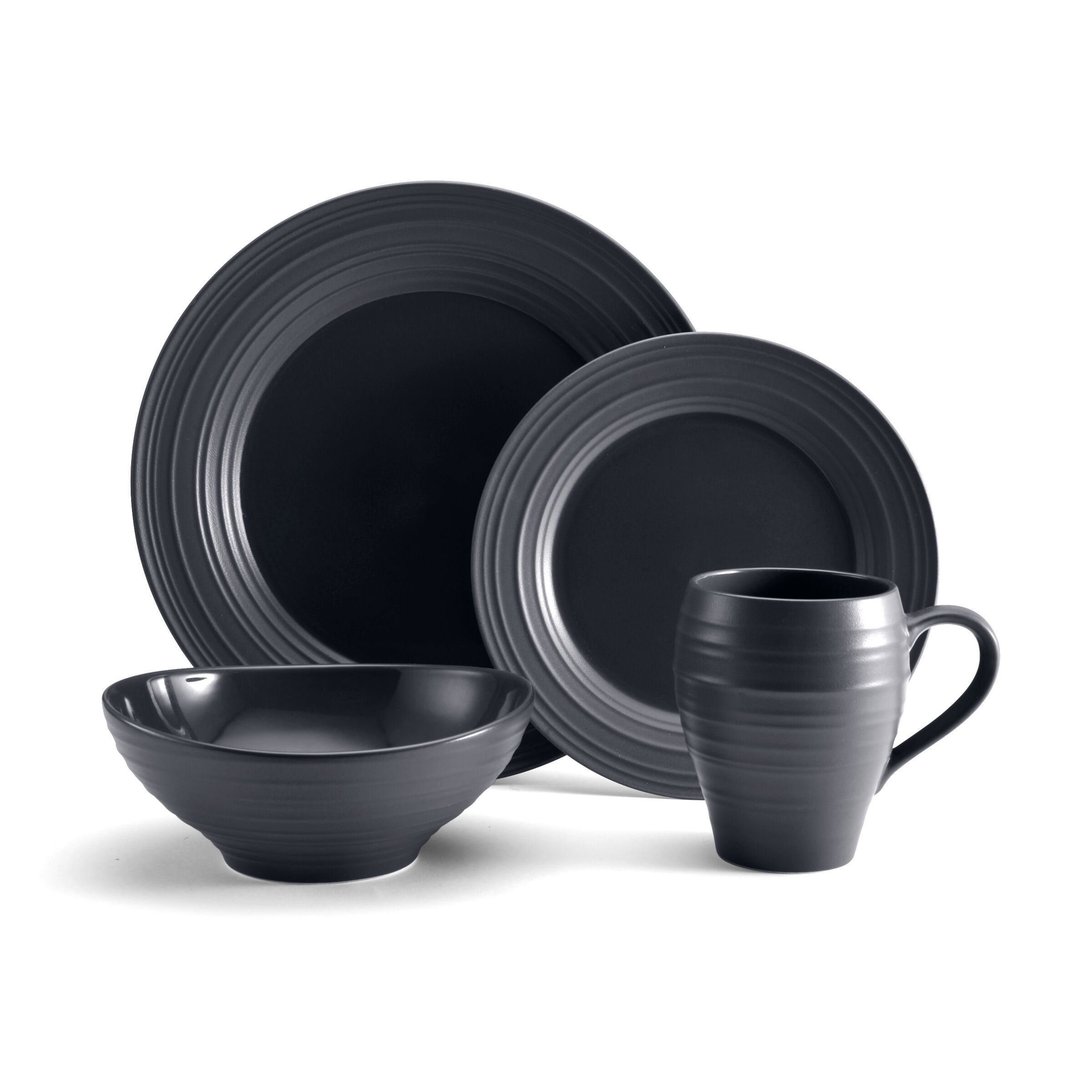 Mikasa Swirl 4-Piece Place Setting in Graphite | Joy