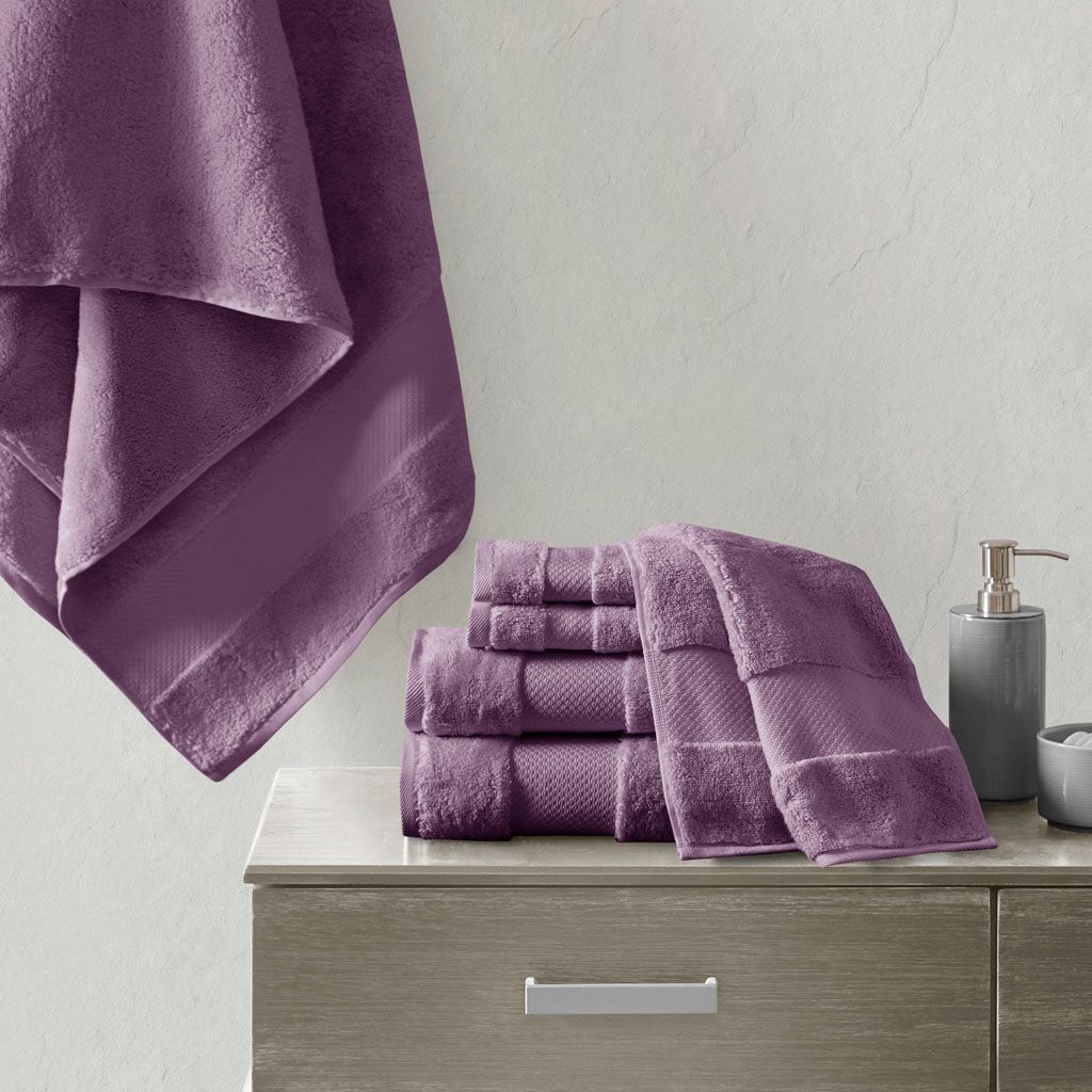 Signature Turkish Cotton 6-Piece Bath Towel Set in Purple