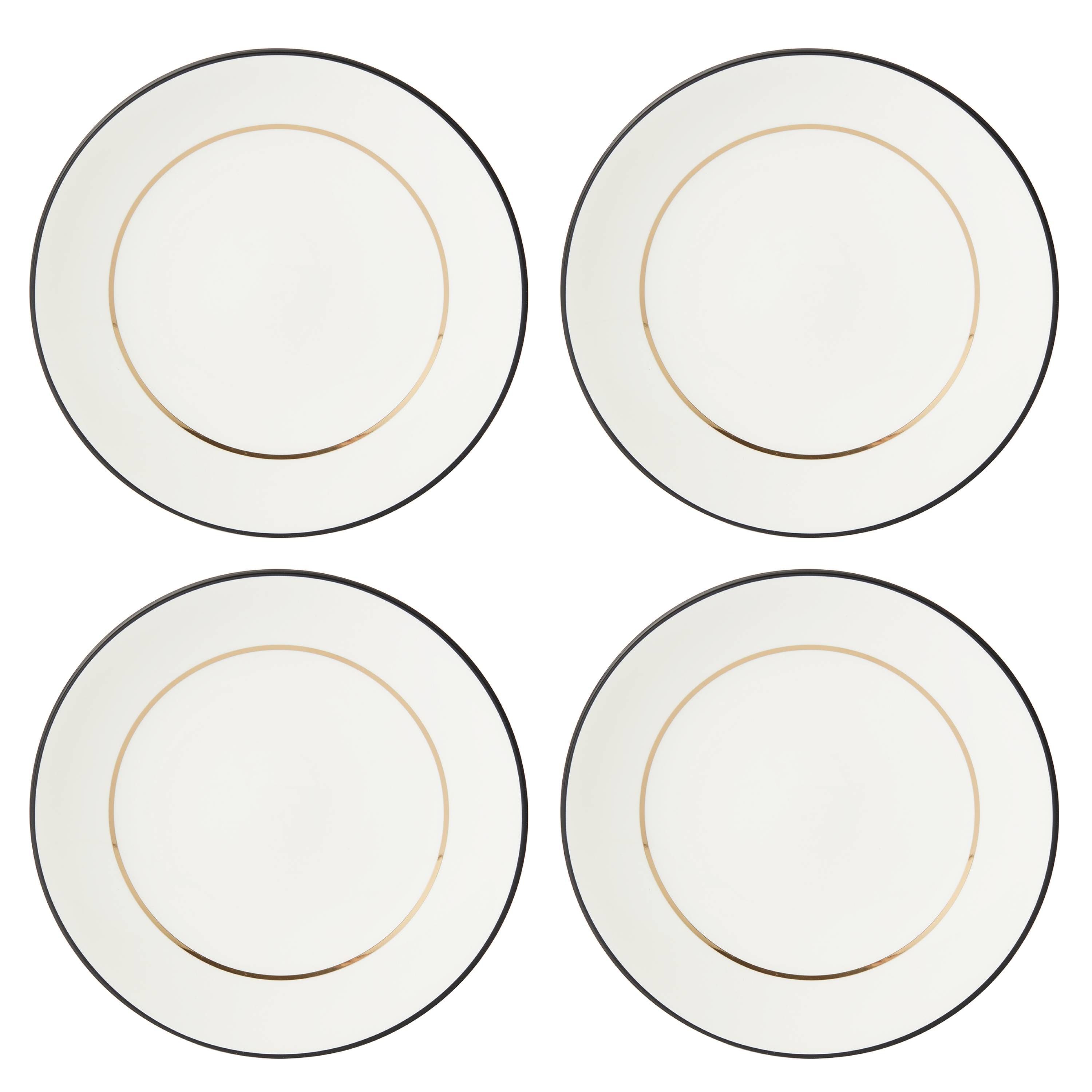 Kate Spade New York Make it Pop Dinner Plates, Set of 4 in Black & Gold ...