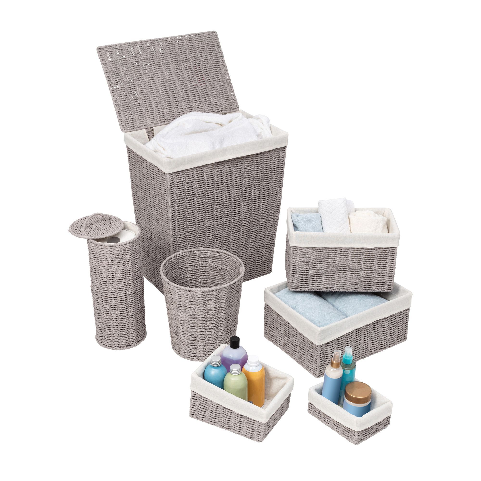 HoneyCanDo Woven 7Piece Storage Basket Set in Gray Rope Woven Joy