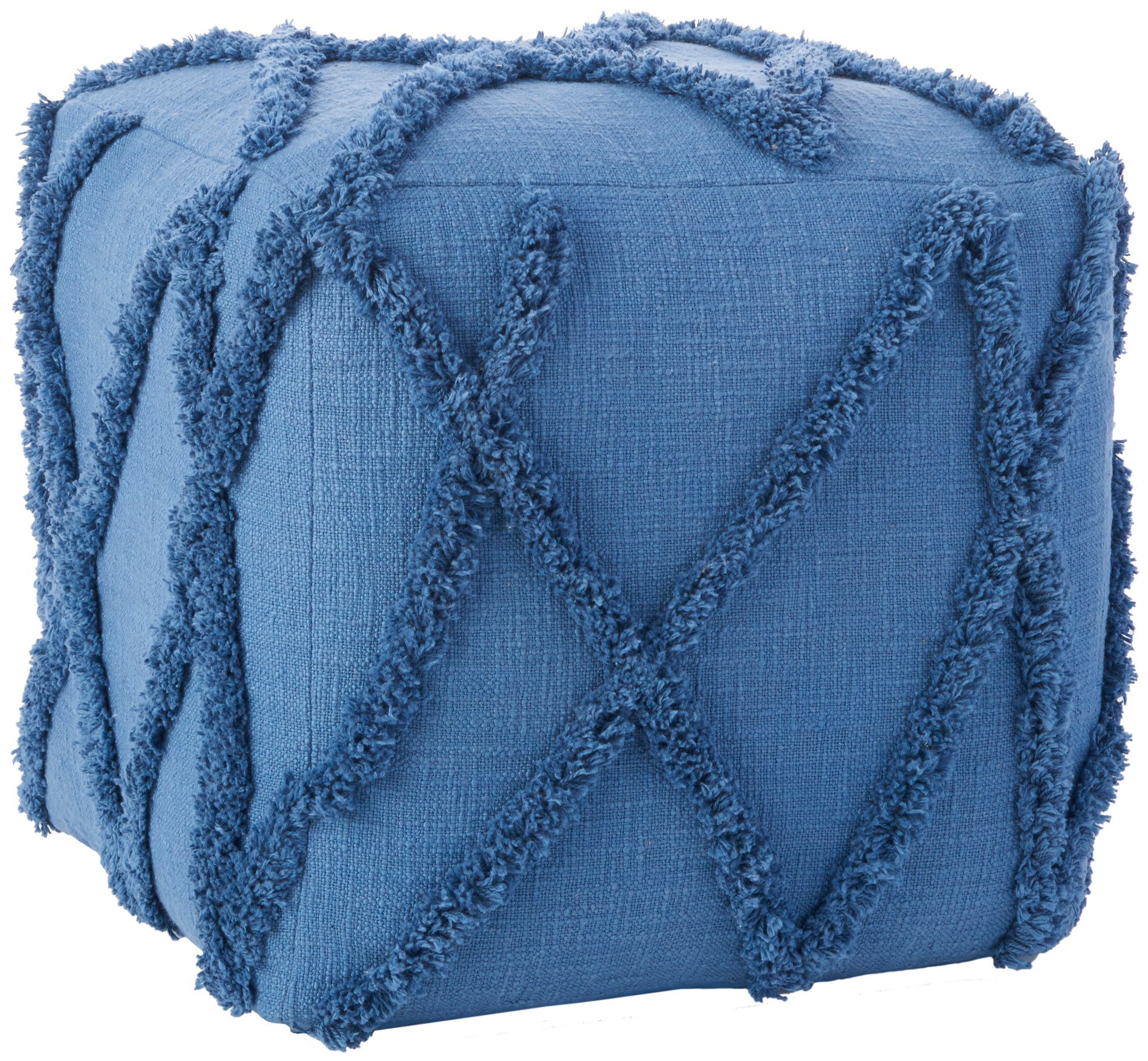 Mina Victory Life Styles Textured Pouf in Blue | Joy