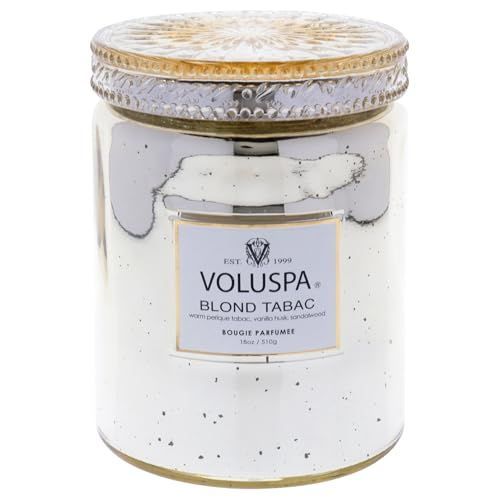 Voluspa Blond Tabac, Large Candle Jar, 18 oz, 100 Hour Burn Time, Coconut Wax for Clean Burning, Handcrafted in the USA