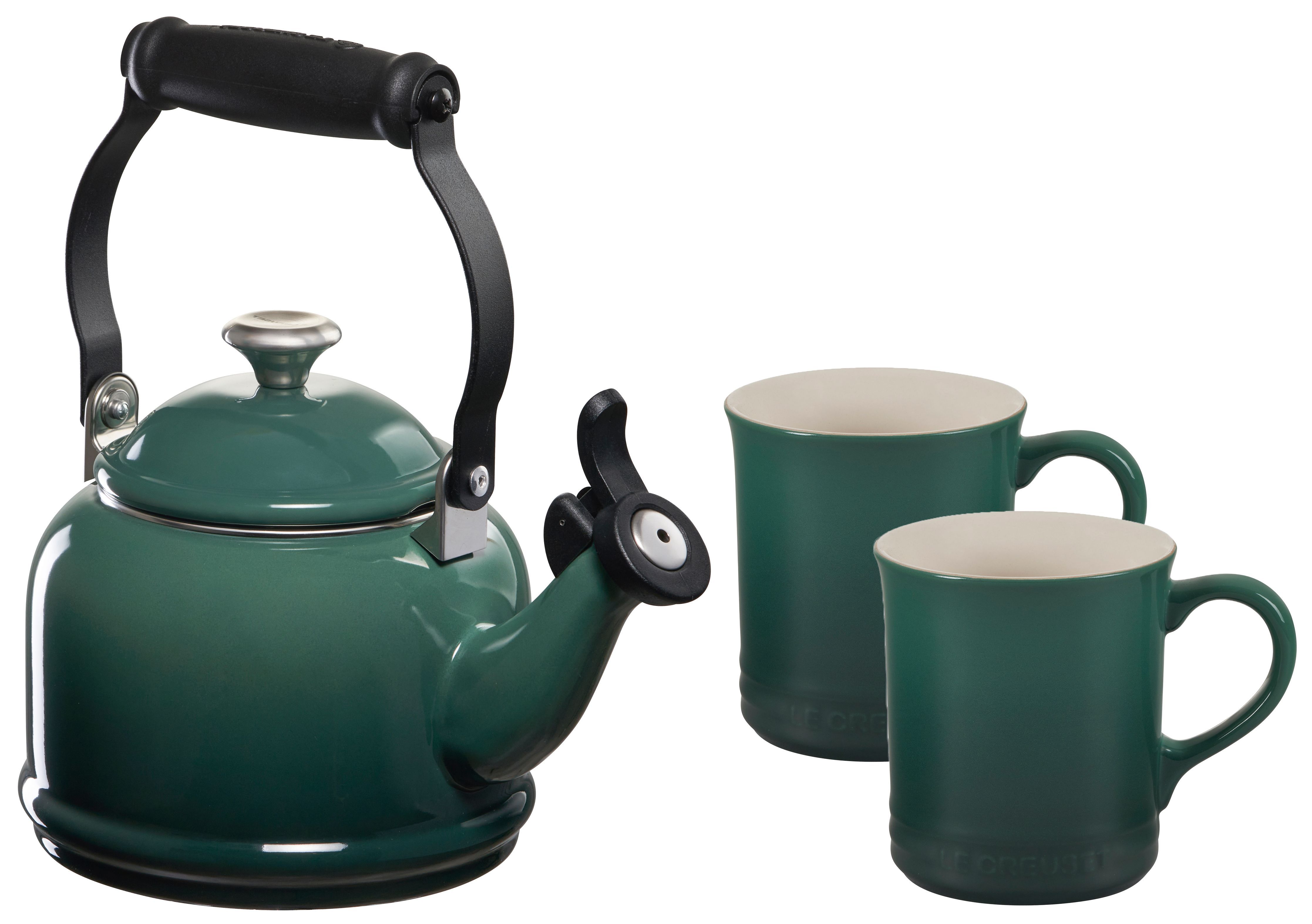 Le Creuset 1.25 Qt Demi Kettle with 2 Mugs Set in Artichaut Joy