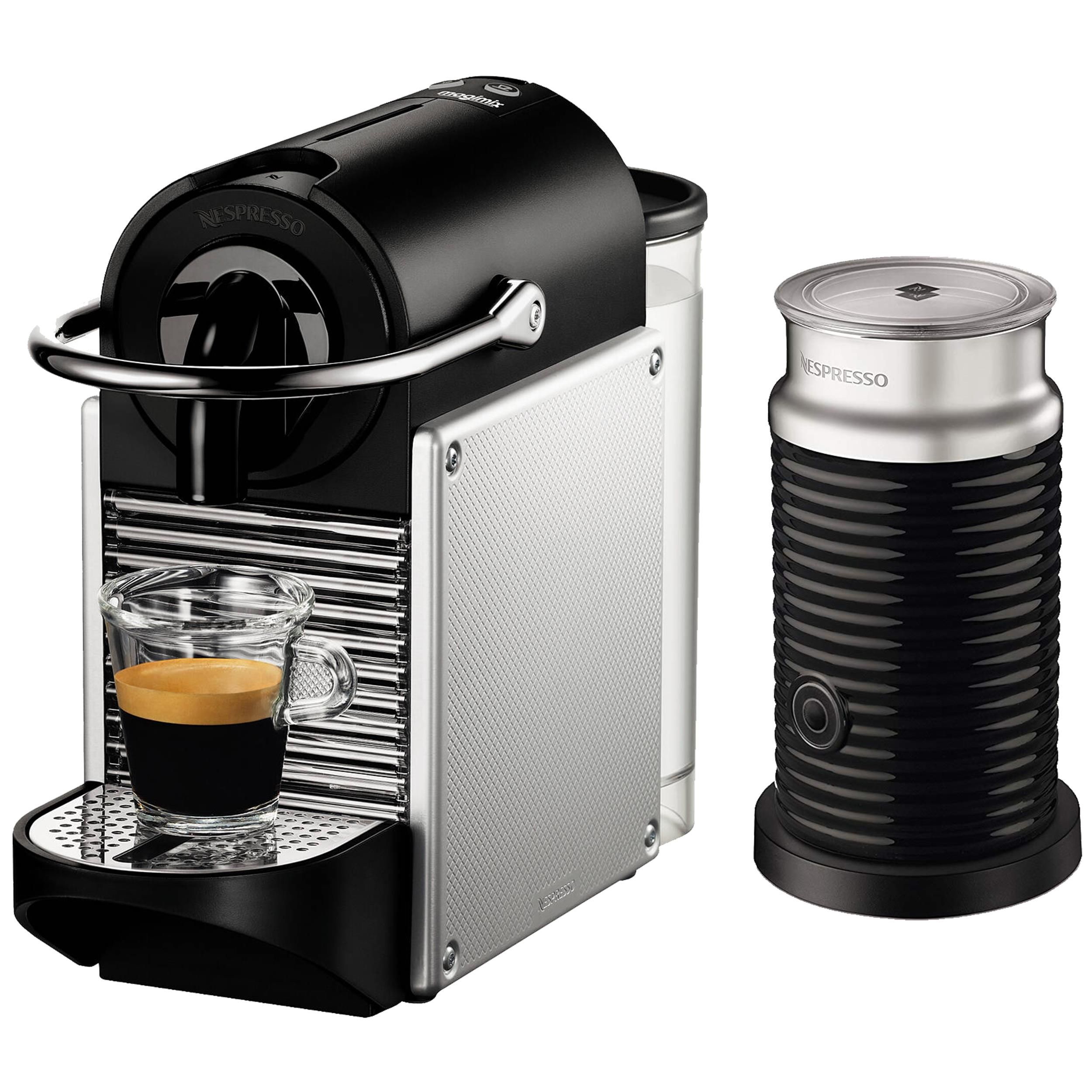 Nespresso Pixie Espresso Machine with Aeroccino by De'Longhi Aluminum