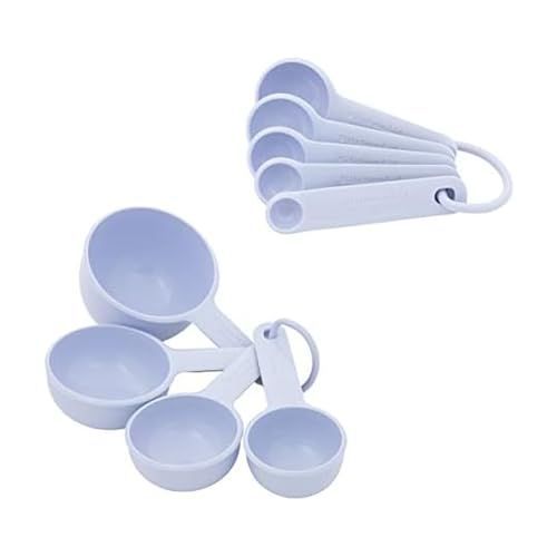 KitchenAid Universal Easy To Read Measuring Cup and Spoon Set with Soft Grip Handle for Maximum Control, Hang Hole and Nesting For Easy Storage, Dishwasher Safe, 9 Piece, Lavender Cream
