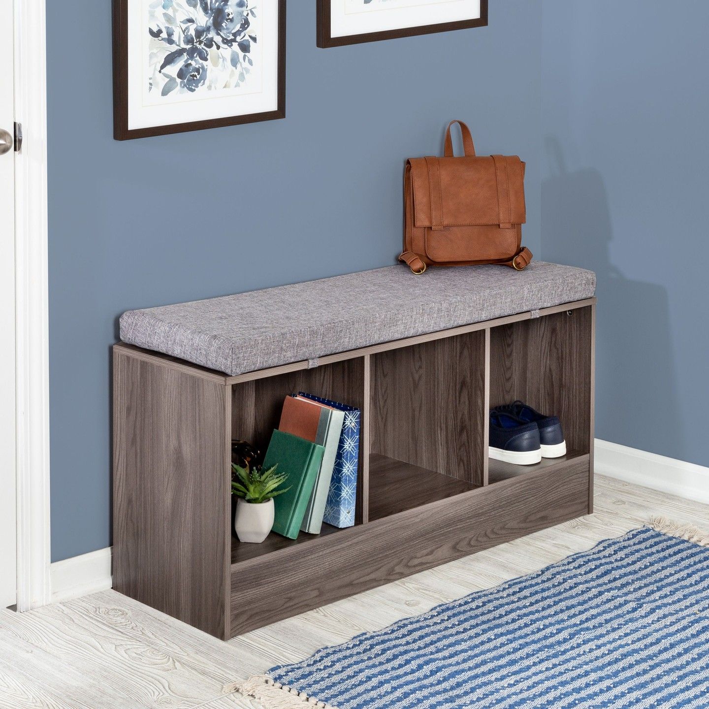 Honey-Can-Do Gray Storage Bench