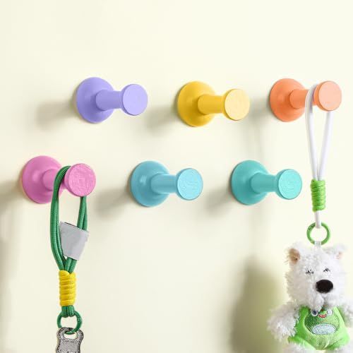 Otoolling 6 Pack Morandi Wooden Wall Hook, Adhesive Decorative Hanging Rack