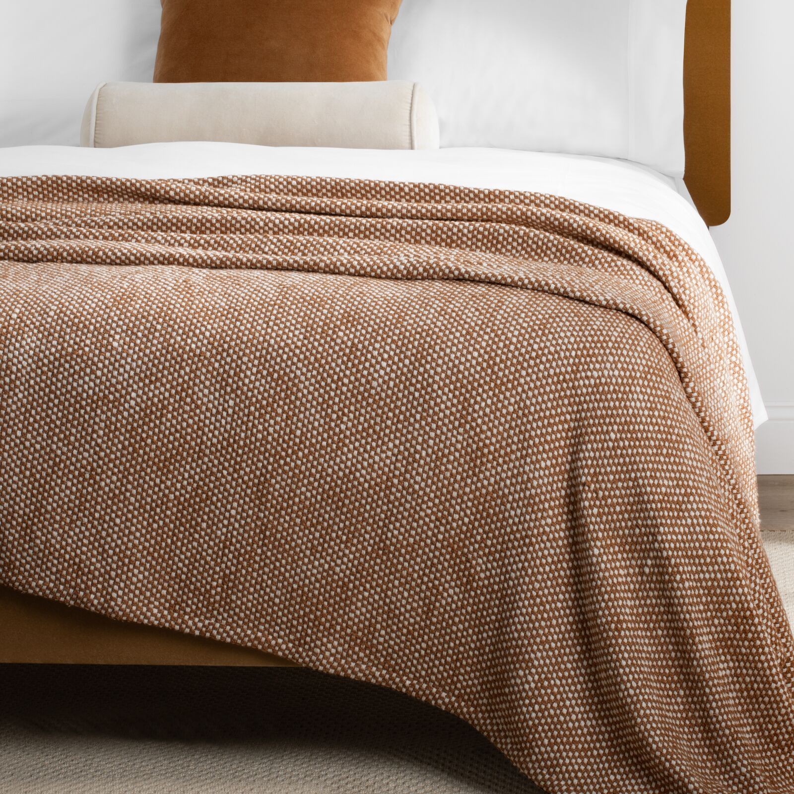 mDesign Cotton Basket Weave AllSeason Blanket in Brown, Full/Queen Joy
