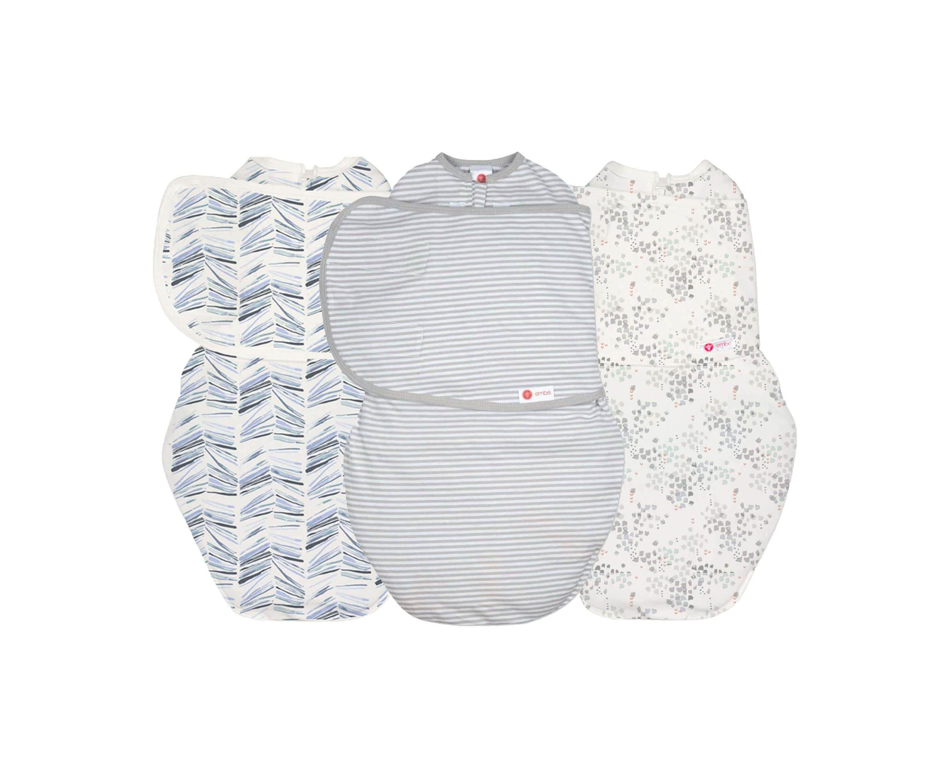 embé Swaddle Wrap Bundle, Set of 3 in Angle Stripe / Gray Stripe