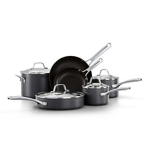 Calphalon Classic Nonstick 10-Piece Cookware Set with stock pot, two fry pans, saute pan and two saucepans