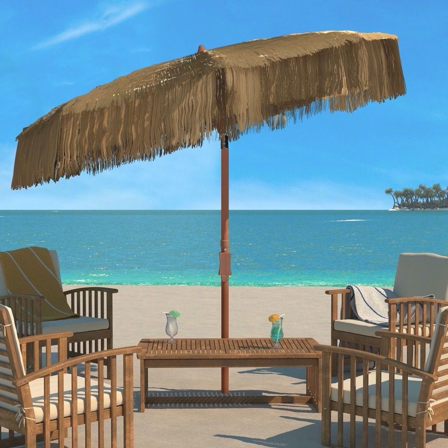 Safavieh Hilo 6.5-Foot Tiki Umbrella