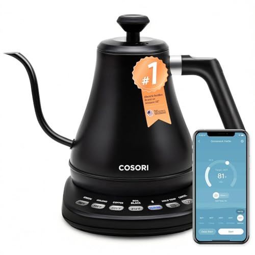 Cosori Smart Gooseneck Electric Kettle, App & Temperature Control, 0.8L