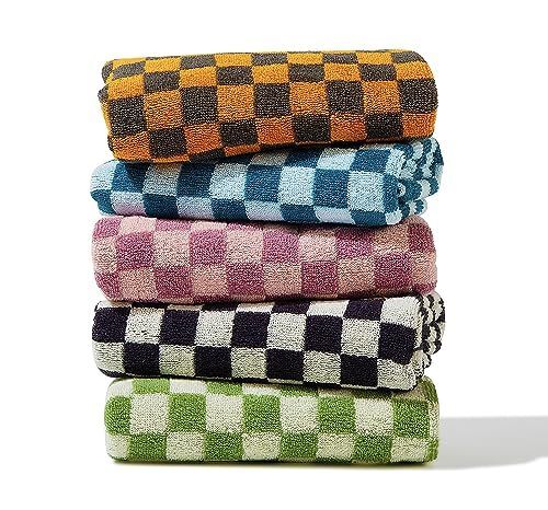 Madi-Cadi Hand Towels 5 Pack - Cotton Face Towels Soft, Absorbent, and Decorative Checkered Design for Bathroom, Kitchen, Gym, and Spa - 13 x 29 Inches for Any Occasion