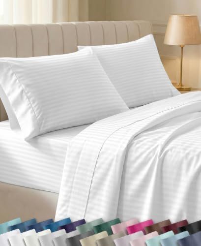 California Design Den 100% Cotton Sateen King Sheets Deep Pocket, 4 Pc Set