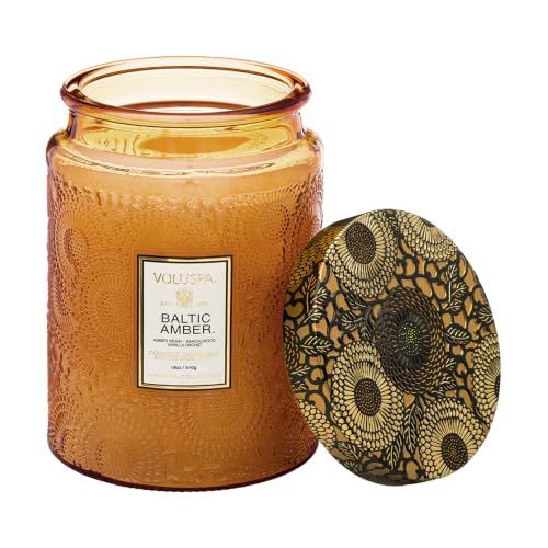 Voluspa Baltic Amber Large Scented Candle Jar 18 Oz, 100 Hr Burn