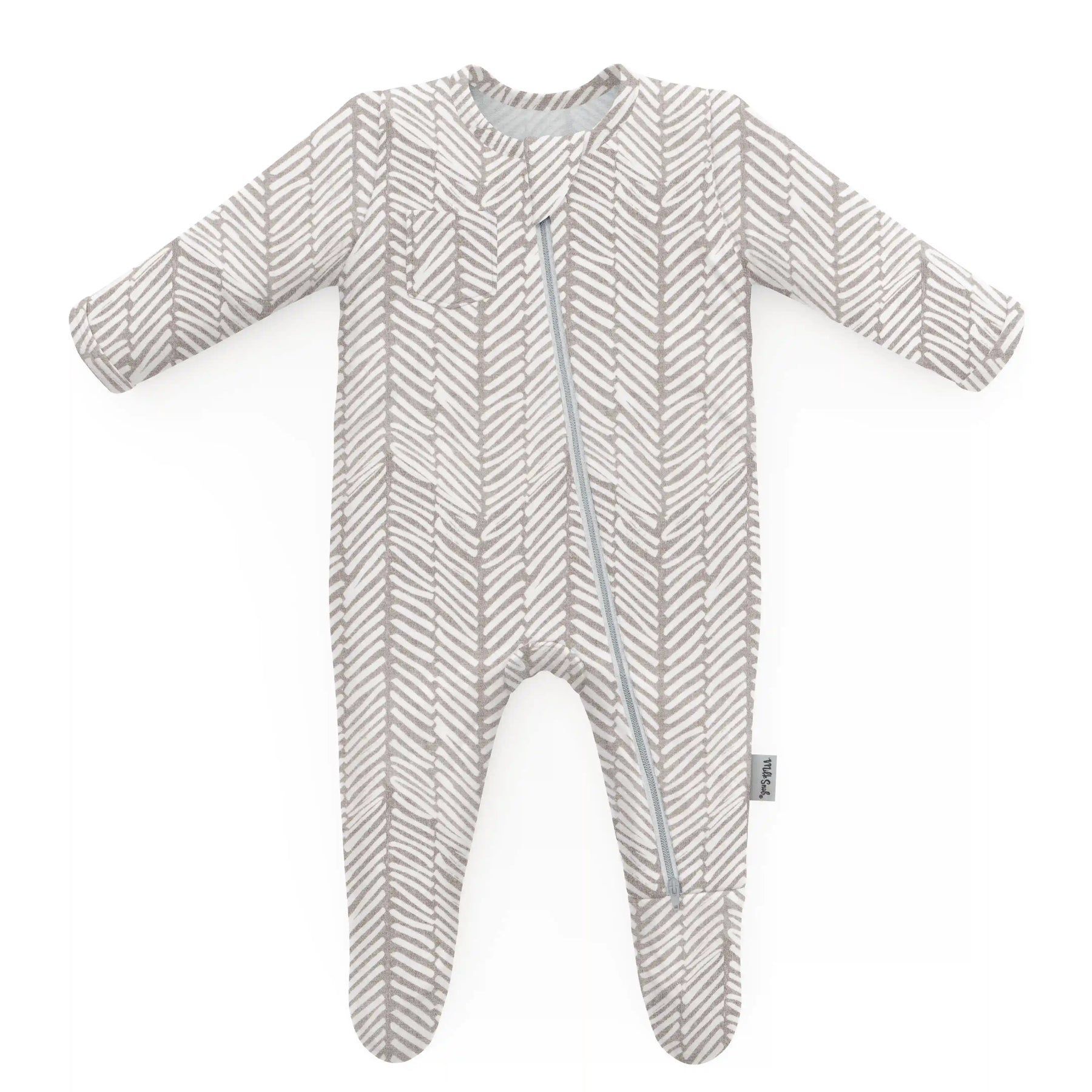 Milk Snob Footed Jammies in Herringbone, 0-3 Months | Joy