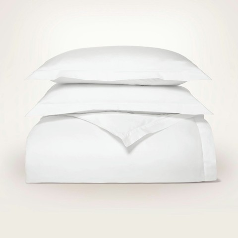 Boll & Branch Signature Hemmed Duvet Set in White, Full/Queen wedding registry gift