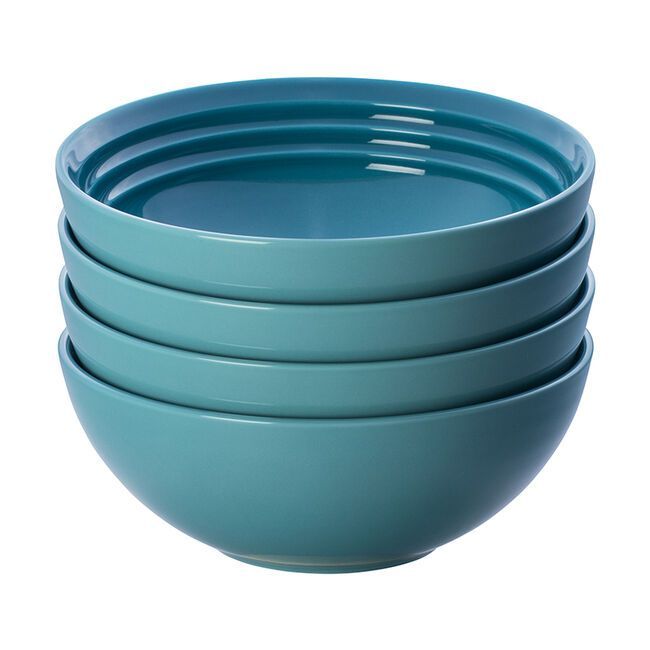 Le Creuset Set of 4 Soup Bowls in Caribbean Joy