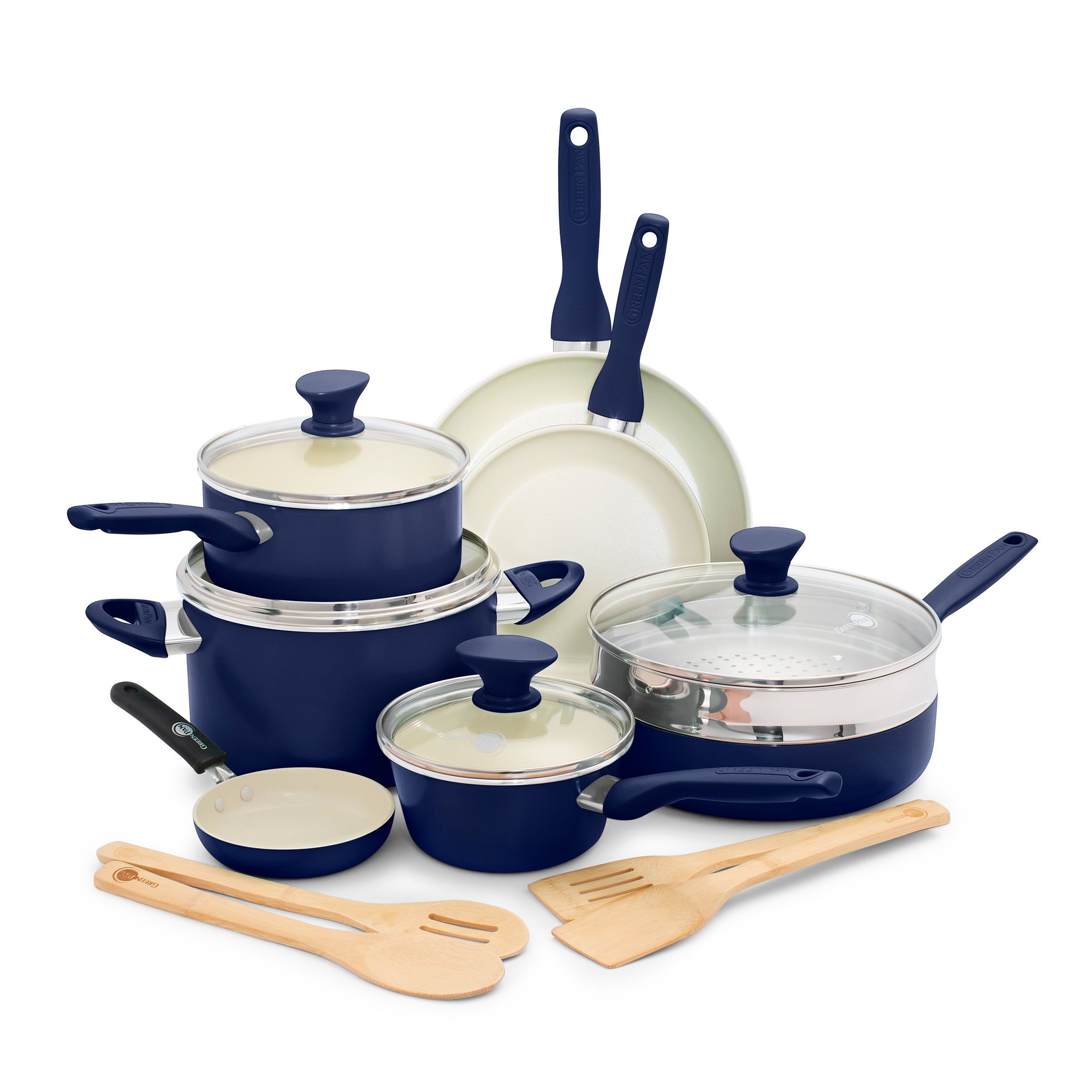 Rio 16-Piece Nonstick Ceramic Cookware Set in Blue